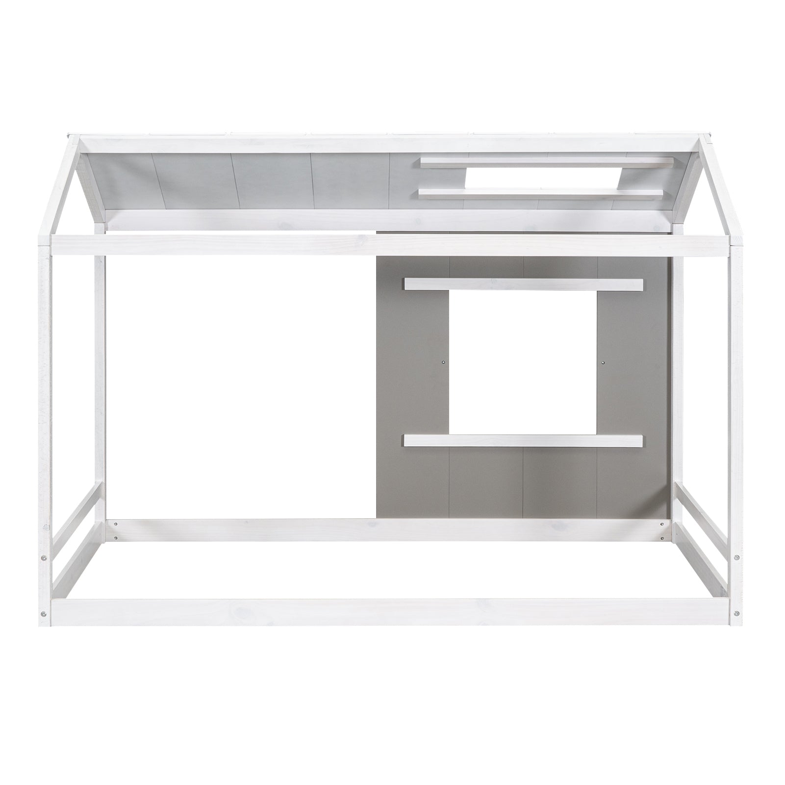 Twin Size House Platform with Roof and Window, White+Antique Grey(Old SKU: WF294130AAE) - Atlantic Fine Furniture Melbourne FL