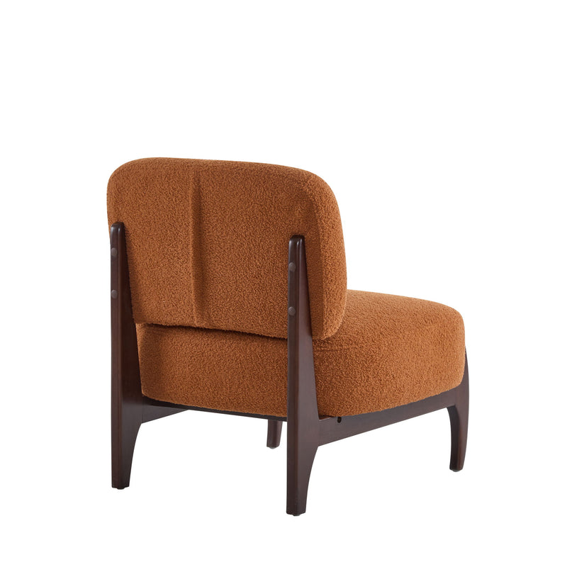 Modern Boucle Lounge Chair With Solid Wood Fram