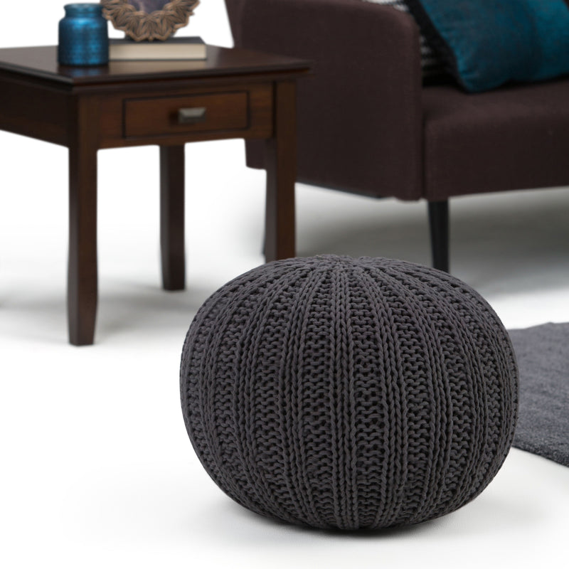 Shelby - Handcrafted Hand Knit Round Pouf