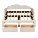 Upholstered Daybed With Cloud-Shaped Backrest, Trundle & 2 Drawers And USB Ports