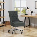 Glory Diamond Tufted Upholstered Office Chair With Rolling Casters And Sloped Arms - Dark Gray / Chrome