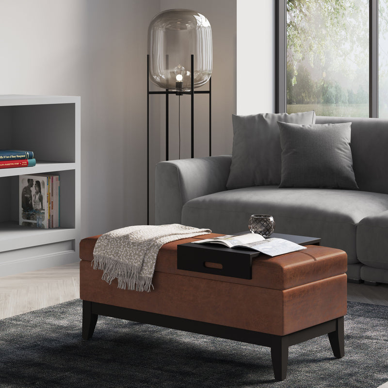 Oregon - Contemporary Storage Ottoman Bench With Tray