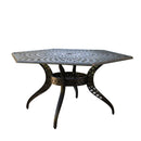 Outdoor Cast Aluminum Dining Table With Lattice Top And Umbrella Hole - Black