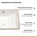 European Style White Ceramic Rectangular Undermount Bathroom Sink With Overflow