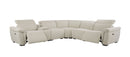 Dayana - Boucle Power Recliner Sectional Sofa For 5 People With Cupholder Console Adjustable Headrest - Beige