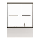 Double Sliding Bathtub Shower Door, Semi Frameless Bypass, 1 / 4" (6Mm) With Explosion - Proof Film, Adjustable Aluminum Alloy Frame