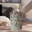 Outdoor Geometric Round End Table - Marble
