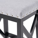 Greely Saddle Barstool Set With Fabric Upholstery - Light Gray