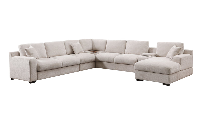 Celine - Chenille Fabric Corner Sectional Sofa With Right-Facing Chaise, Cupholders, And Charging Ports