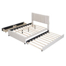 Upholstered Platform Bed With Drawers, Classic Headboard Design