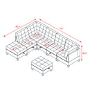 L shape Modular Sectional Sofa,DIY Combination,includes Three Single Chair ,Two Corner and Two Ottoman,Black Velvet.