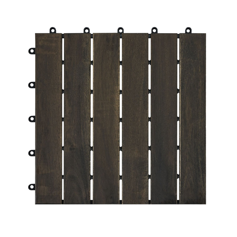 Acacia Hardwood Interlocking Deck Tiles, Striped Pattern