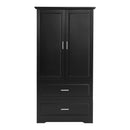 Tall Bathroom Storage Cabinet, Cabinet With 2 Doors And Drawers, Adjustable Shelf