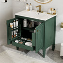 30" Bathroom Vanity With Sink, 2 Doors With Shelf, Soft Close Door Hinges, Vintage Style - Green