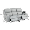 Elonzo - Power Motion Sofa With LED, Power Headrest & Speaker - Light Gray