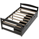 Twin size platform bed, with two drawers, espresso