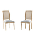 French Country Dining Chair With Rectangular Cane Backrest And Smooth Upholstered Seating