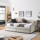 Elegant Daybed With Trundle Upholstered Tufted Sofa Bed