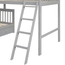 Solid L Shaped Bunk Bed With 3 Drawers, Ladder And Staircase