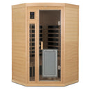 Low Emf Front Door With Heating Panel 2 Persons Hemlock Far Infrared Corner Indoor Sauna Room - Natural