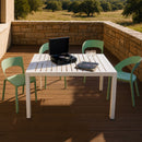 4 Piece Set Of Modern Designed Single Chairs With Long Table