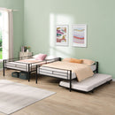 Full Over Full Modern Metal Bunk Bed With Trundle - Black