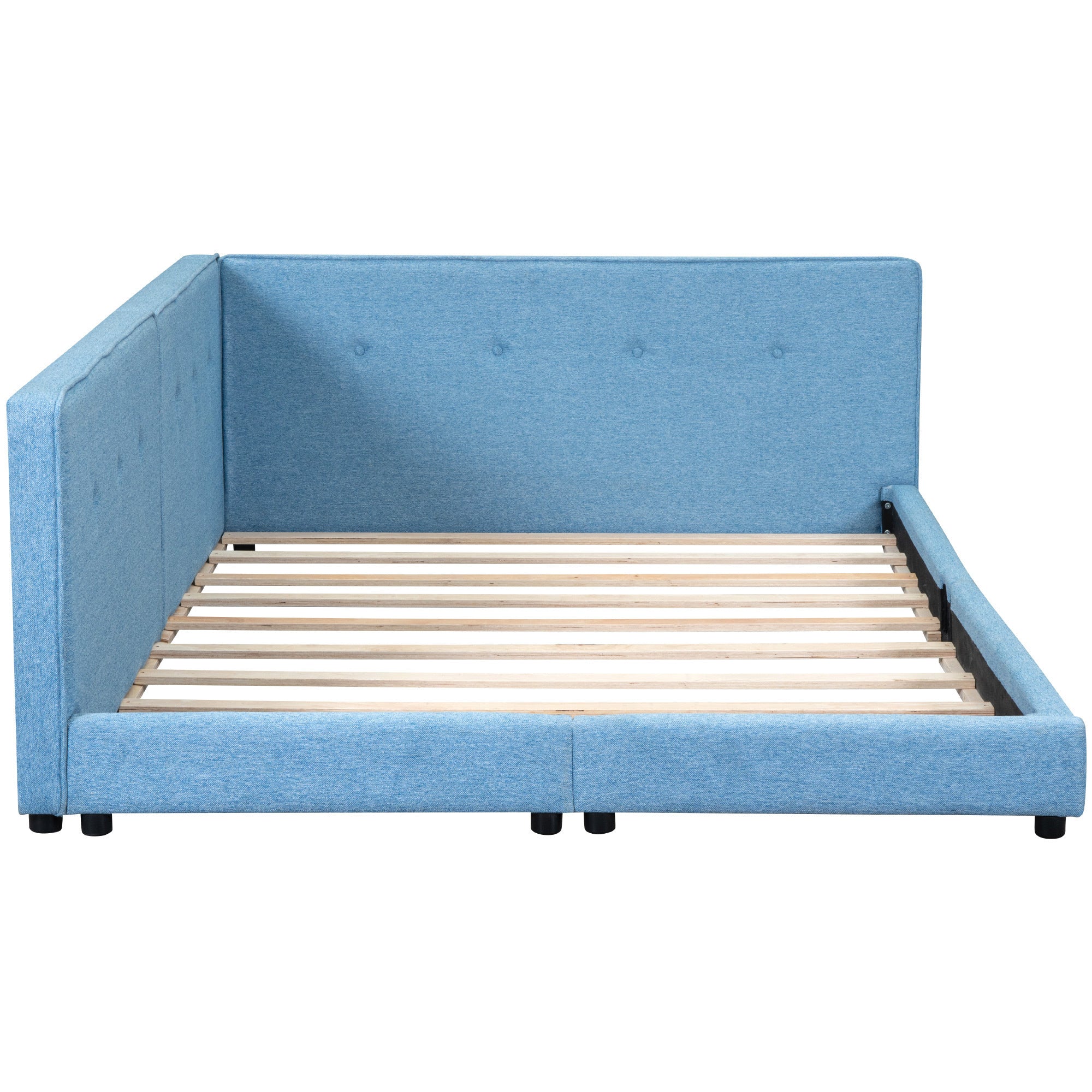 Upholstered Full Size Tufted Platform Bed, Blue - Atlantic Fine Furniture Melbourne FL
