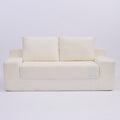 Loveseat Sofa, Comfortable Deep Seat Sofa Bed, Modern Small Corduroy Couch For Living Room Bedroom,Reversible Cushion With Pillows,No Assembly Required,White