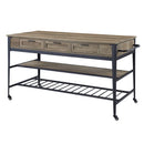 Macaria - 33" Kitchen Island - Rustic Oak & Black