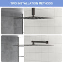 16" Square Rainfall Shower Head Fixed Wall Mount With Full Body Coverage & Self Cleaning Silicone Nozzles