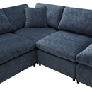 Modern Modular Cloud Sofa Bed, 6 Seat Chenille Sectional Couch Set With Ottoman, Free Combination, Convertible U Shaped Sleeper Sofa For Living Room