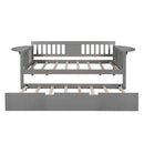 Twin Wooden Daybed with Trundle Bed  , Sofa Bed for Bedroom Living Room, Gray