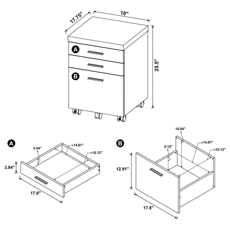 Skylar - L-Shape Desk With Mobile File Cabinet - Cappuccino