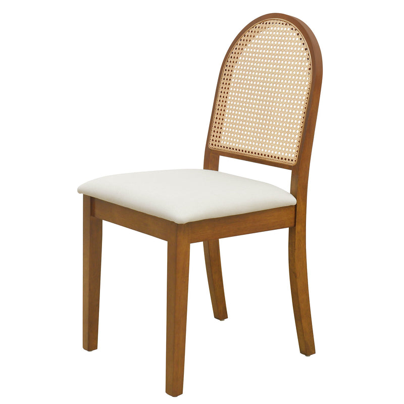 Modern Double Pedestal 6 Piece Dining Table Set, 4 Upholstered Rattan Back Dining Chairs And Bench