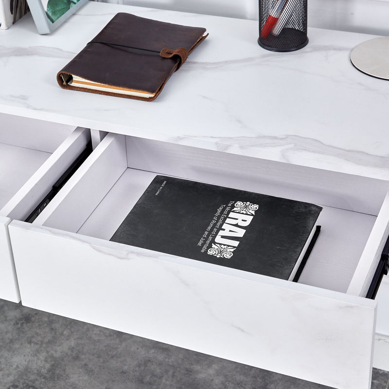 Environmental Protection Minimalist Dresser, Desk, Desktop Computer Desk, With Double Drawer Storage Space, Simple Home, Perfect For Various Styles - White