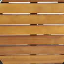 Outdoor Side Table With Iron Base And Slatted Top - Brown