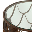 Boho Glam Pino Side Table With Fish Scale Design Tempered Glass Top - Brown