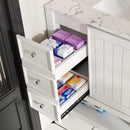 37" Bathroom Vanity, Multi Functional Cabinet With Doors And Drawers, Frame, Single Faucet Hole - White