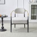 Mid Century Modern Upholstered Accent Armchair With Tapered Legs - Beige / Black / Gold