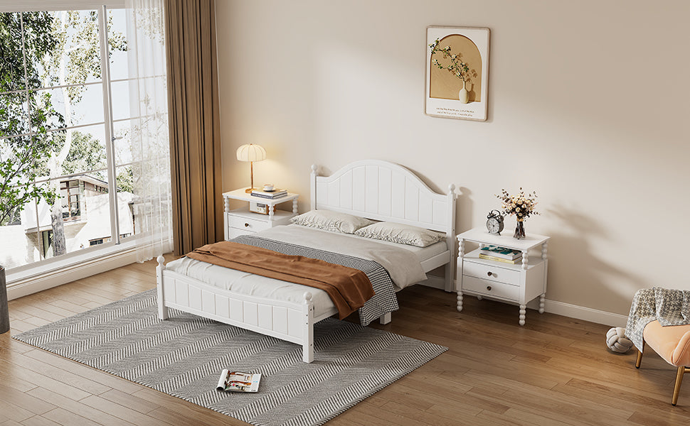 Traditional Concise Style White Solid Wood Platform Bed, No Need Box Spring, Full(Old SKU:WF295732AAA) - Atlantic Fine Furniture Melbourne FL