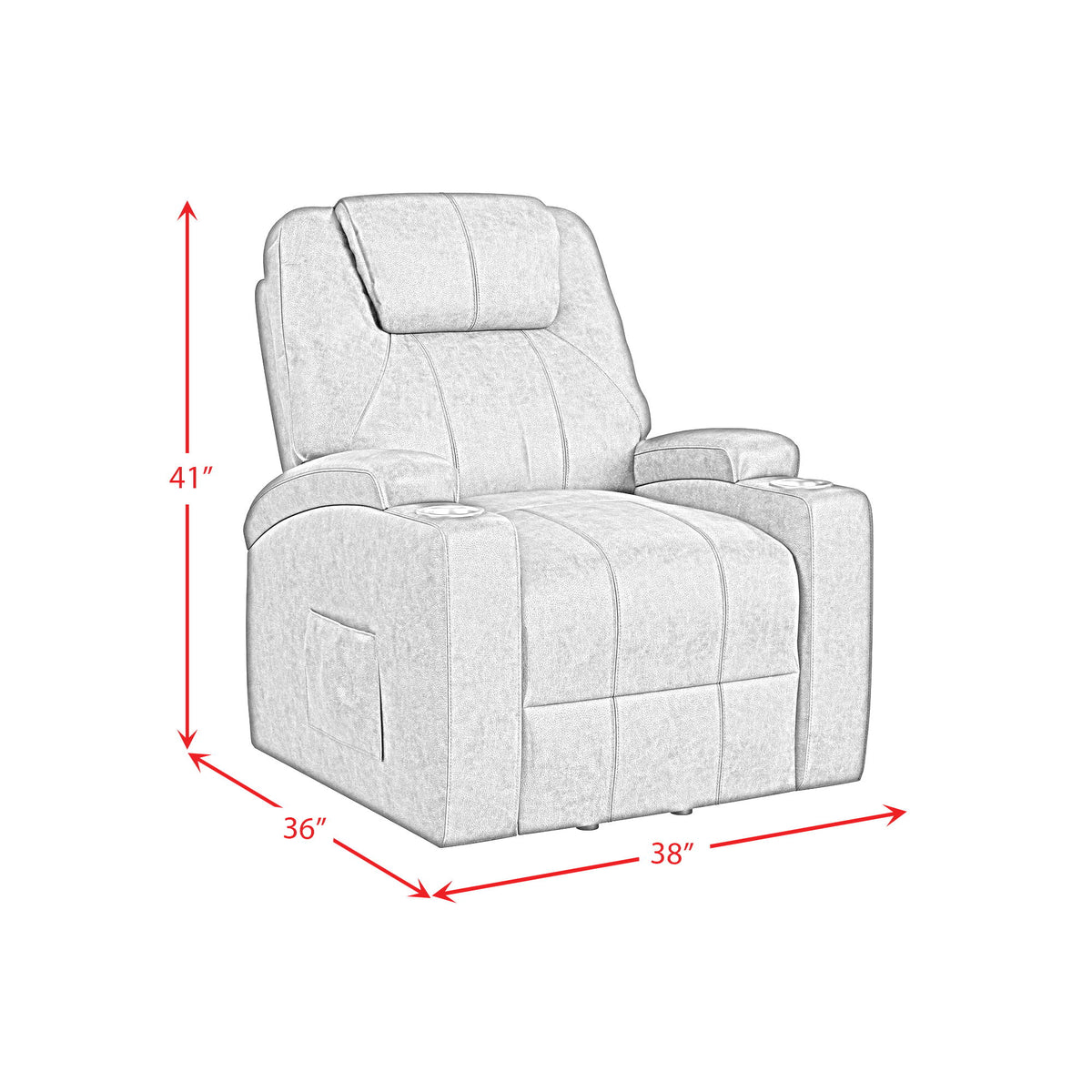 Kenmore P1 Lift Chair With Heat Massage in Simba Dark Gray by Elements International, view 5