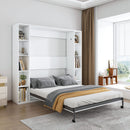 Queen Murphy Bed With Storage Cabinet - White