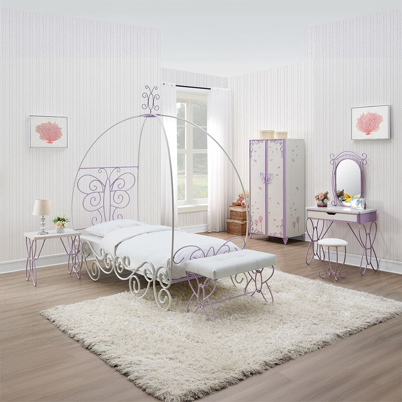 Priya II - Bench - White & Light Synthetic Leather Rple