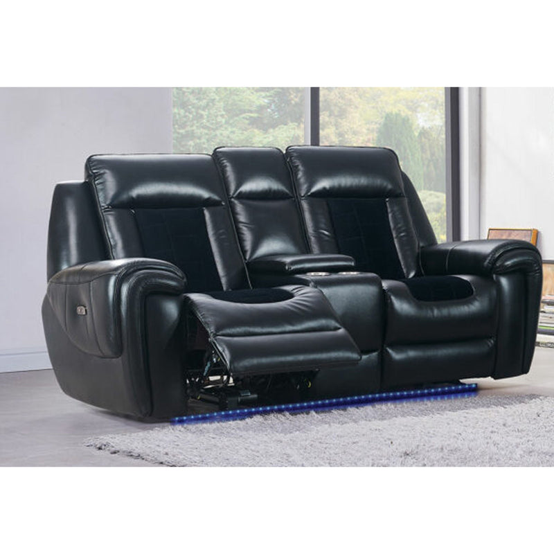 Clark - Blanche / Velvet Power Console Reclining LS With LED - Black