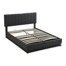 Upholstered Bed With Hydraulic Storage System And LED Light, With Sockets And USB Ports