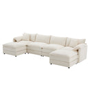 Modular Sectional With Deep And Wide Seat, Cloud Couch Set With Double Cushions Sofa With Movable Ottoman