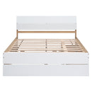 Modern Full Bed Frame With Twin Size Trundle And 2 Drawers For White High Gloss With Light Oak Color