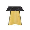 Marble Patterned Slab Dining Table With Steel Butterfly Legs