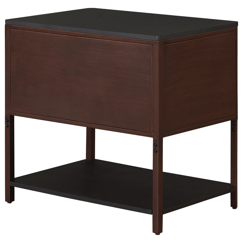 Zimmerlee - 2-Drawer Side Table with Shelf - Rust Brown