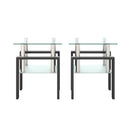 Modern Tempered Glass Tea Table, End Square Table For Living Room